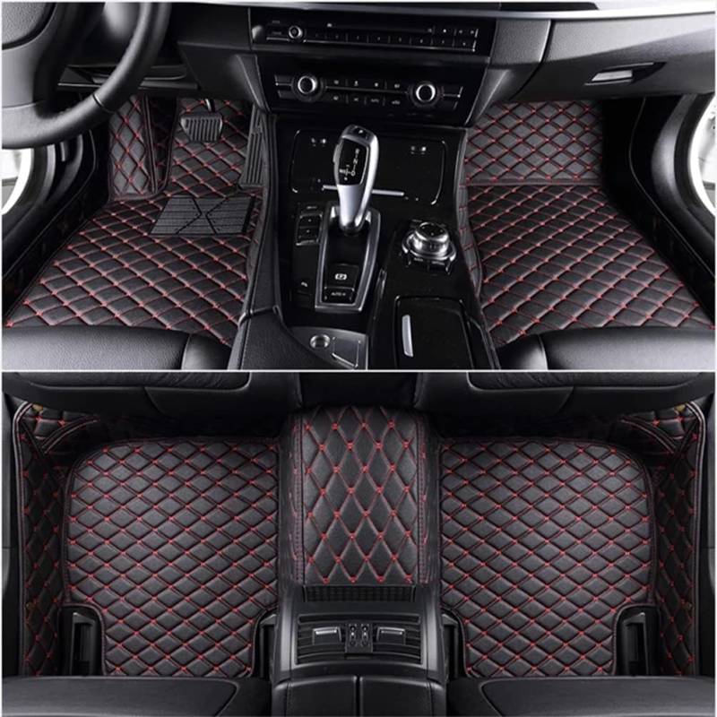 Auto Custom Leder Fußmatten für Mercedes Benz C Class(4door) 2000-2007 W203 (LHD), Leder Anti Rutsch Tragen Automatten Allwetter Matten-Floor schutzAuto Zubehör,D/Black-Red von JHYGBKYHGG