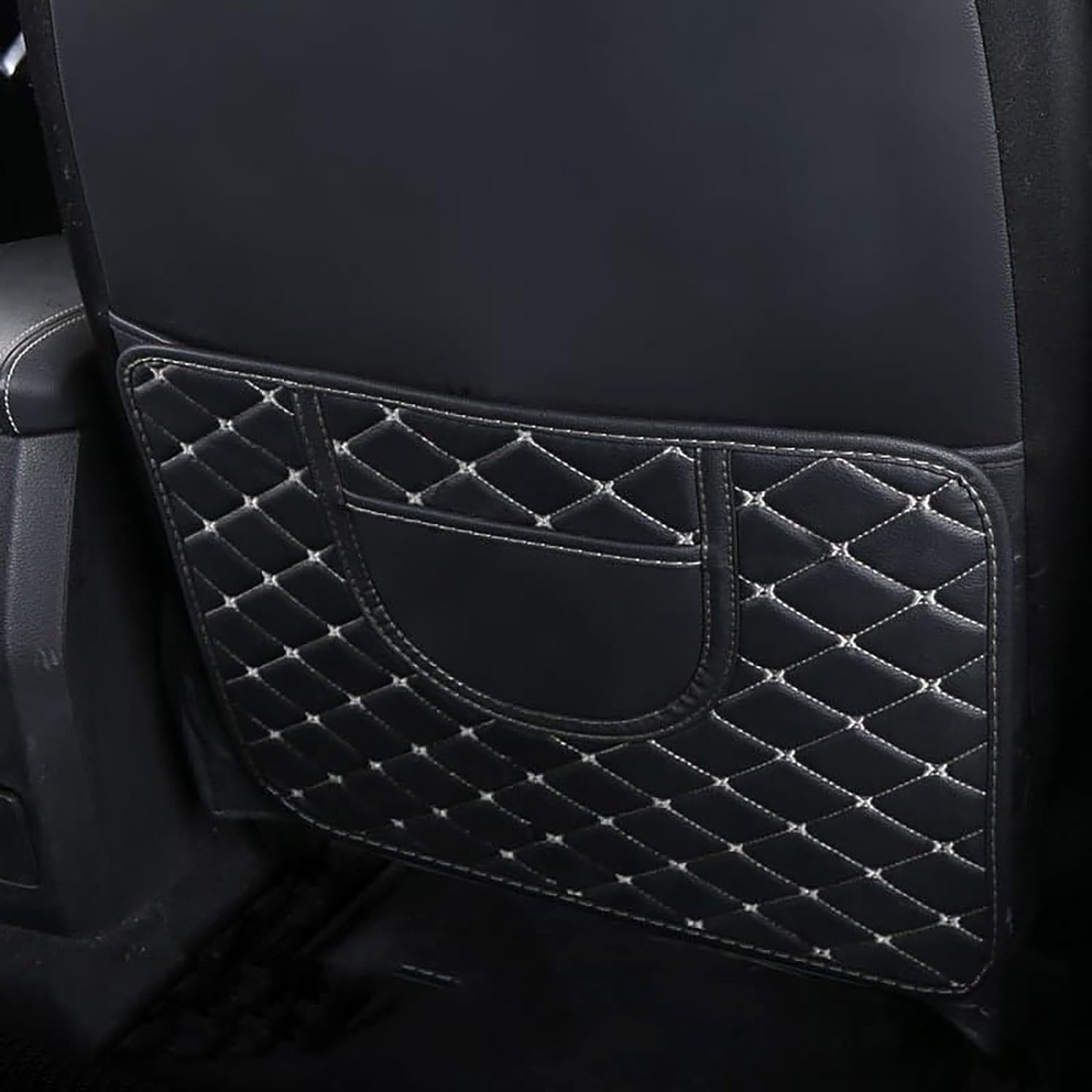 Auto Rücksitz Anti Kick Pad Für Tesla Model Y/Model 3, 2 Stück Leder-Autositz-Trittmatte wasserdichte Rückenlehnenschutz mit Organizer Taschen Innenzubehör,A von JHYGBKYHGG