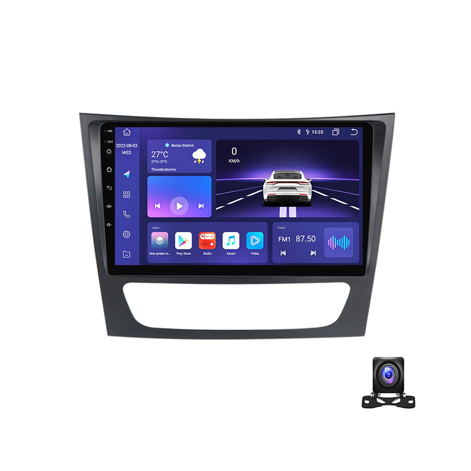 9 Zoll Touchscreen Autoradio Kompatibel Mit Benz E-class W211 E300 2002~2010 Android 13 Autoradio Mit GPS Navigation Kompatibel Mit Carplay, Android Auto, Radio FM, RDS, DSP, SWC, 4G,M700S 8G+128G von JHYUUKAU