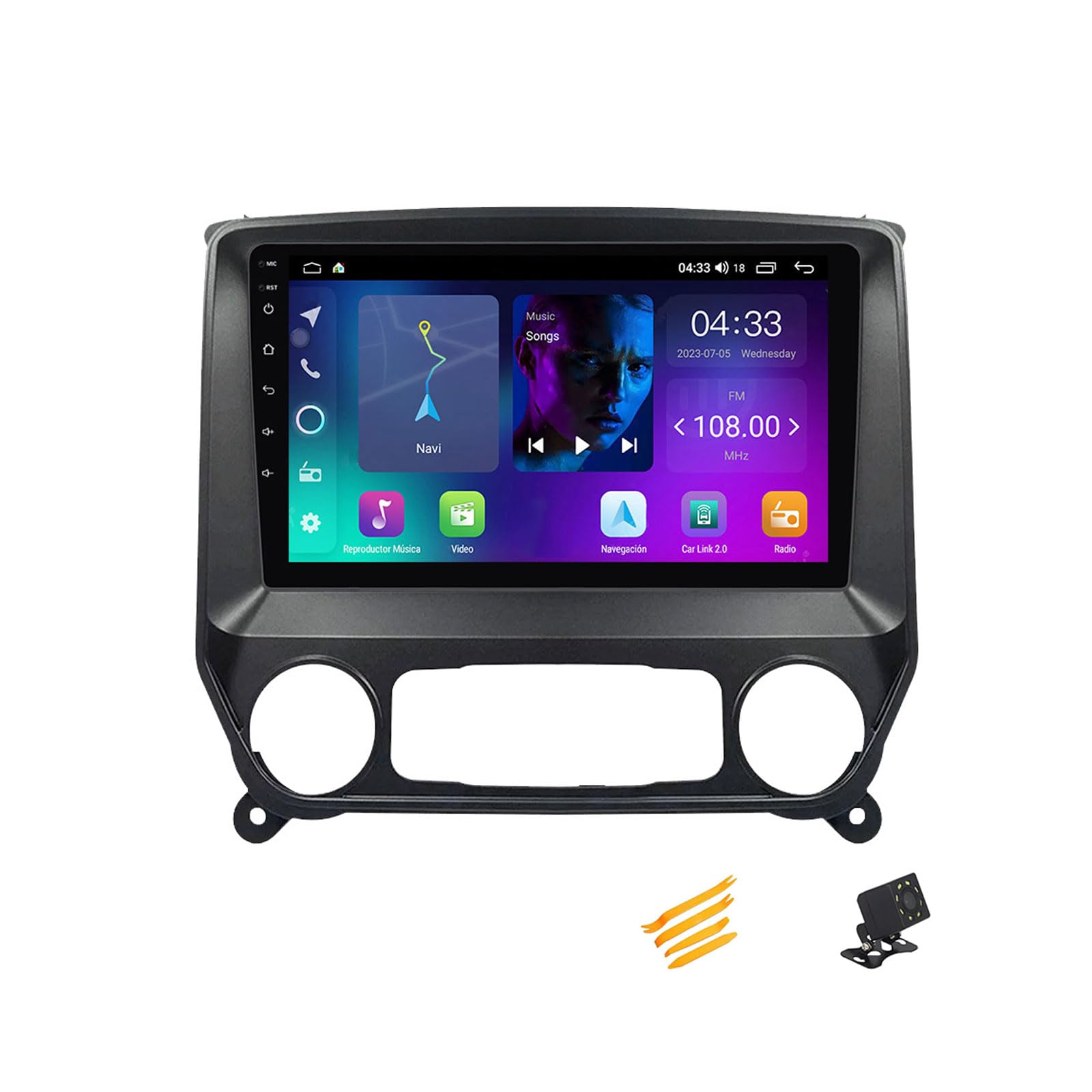 Android 13 Autoradio Bluetooth 2 DIN Kompatibel Mit Chevrolet Silverado 2014~2018 Autoradio Touchscreen 9 Zoll QLED-Display Mit Car Play Android Auto Navigation Radio FM RDS SWC,4 Core NF1 1G+32G von JHYUUKAU