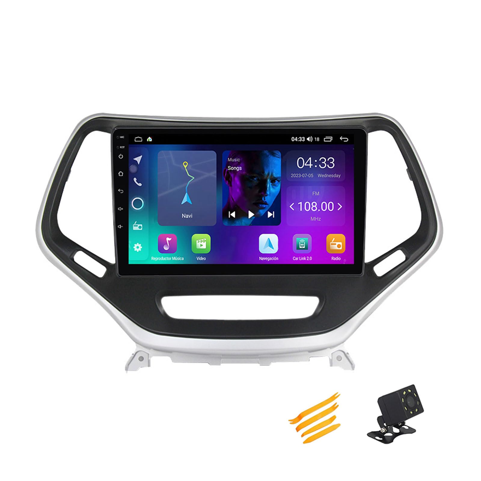 Android 13 Autoradio Bluetooth 2 DIN Kompatibel Mit Jeep Cherokee 5 2014~2018 Autoradio Touchscreen 9 Zoll QLED-Display Mit Car Play Android Auto Navigation Radio FM RDS SWC,4 Core NF1 1G+32G von JHYUUKAU