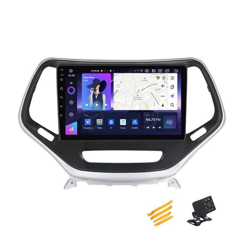 Android 13 Autoradio Bluetooth 2 DIN Kompatibel Mit Jeep Cherokee 5 2014~2018 Autoradio Touchscreen 9 Zoll QLED-Display Mit Car Play Android Auto Navigation Radio FM RDS SWC,8 Core NF3 2G+32G von JHYUUKAU