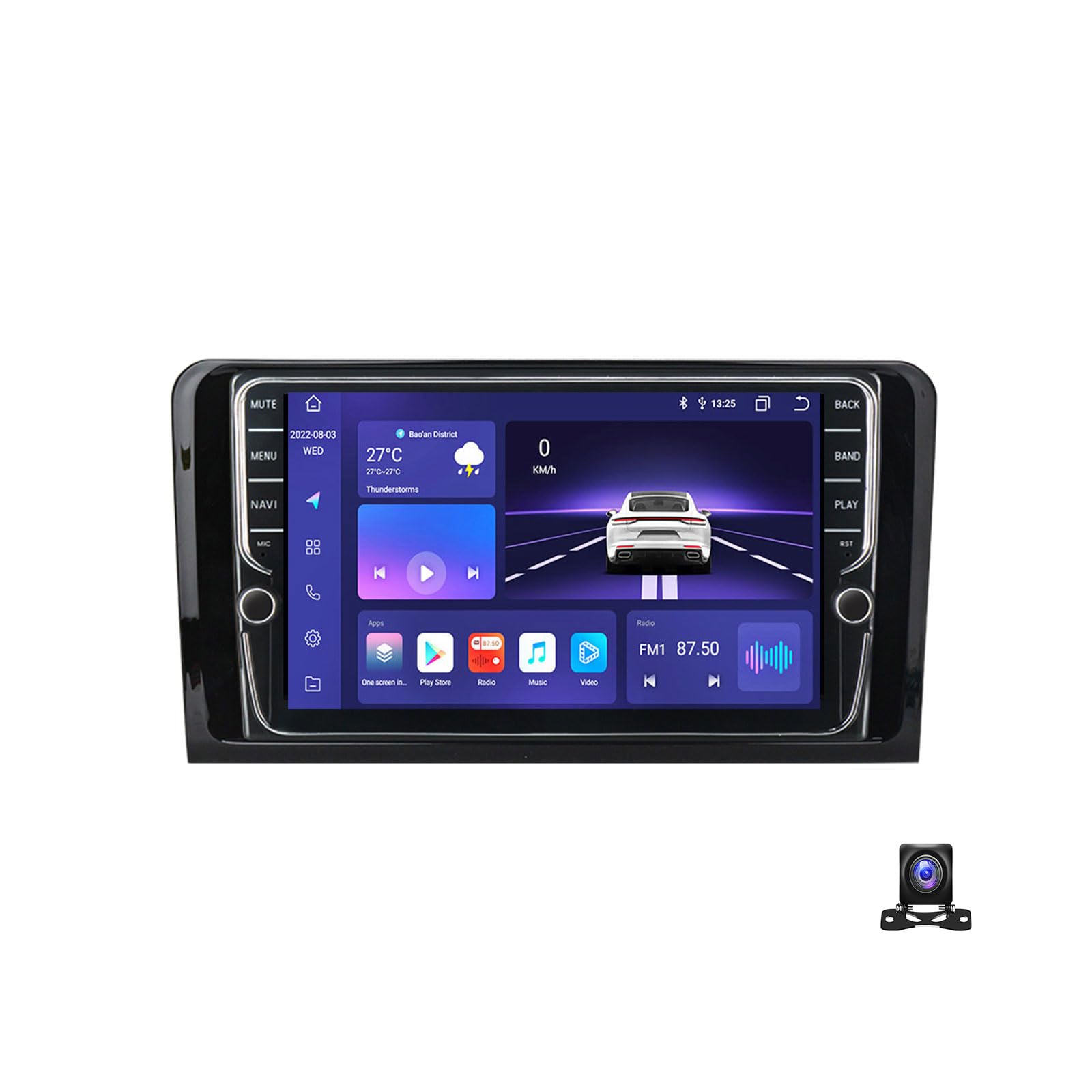 JHYUUKAU Android 13 Autoradio 2 Din Radio Kompatibel mit Benz ML 320/ML 350/W164 9 Zoll Android Mit Navi Stereo Auto Bluetooth Doppel Din Radio Mit Rückfahrkamera FM Radio Carplay/Auto,K200S von JHYUUKAU