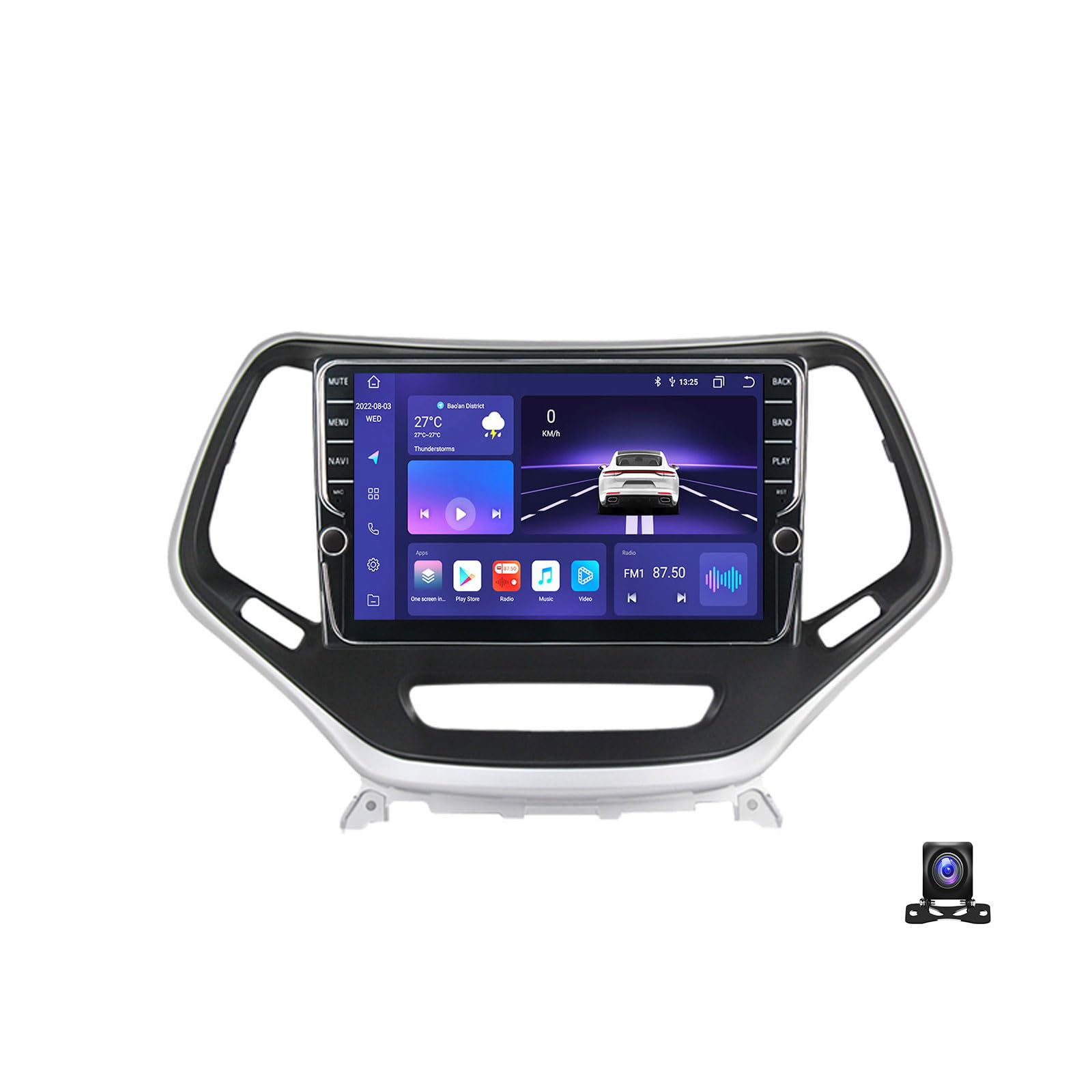 JHYUUKAU Android 13 Autoradio 2 Din Radio Kompatibel mit Jeep Cherokee 5 KL 2014~2018 9 Zoll Android Mit Navi Stereo Auto Bluetooth Doppel Din Radio Mit Rückfahrkamera FM Radio Carplay/Auto,K200S von JHYUUKAU