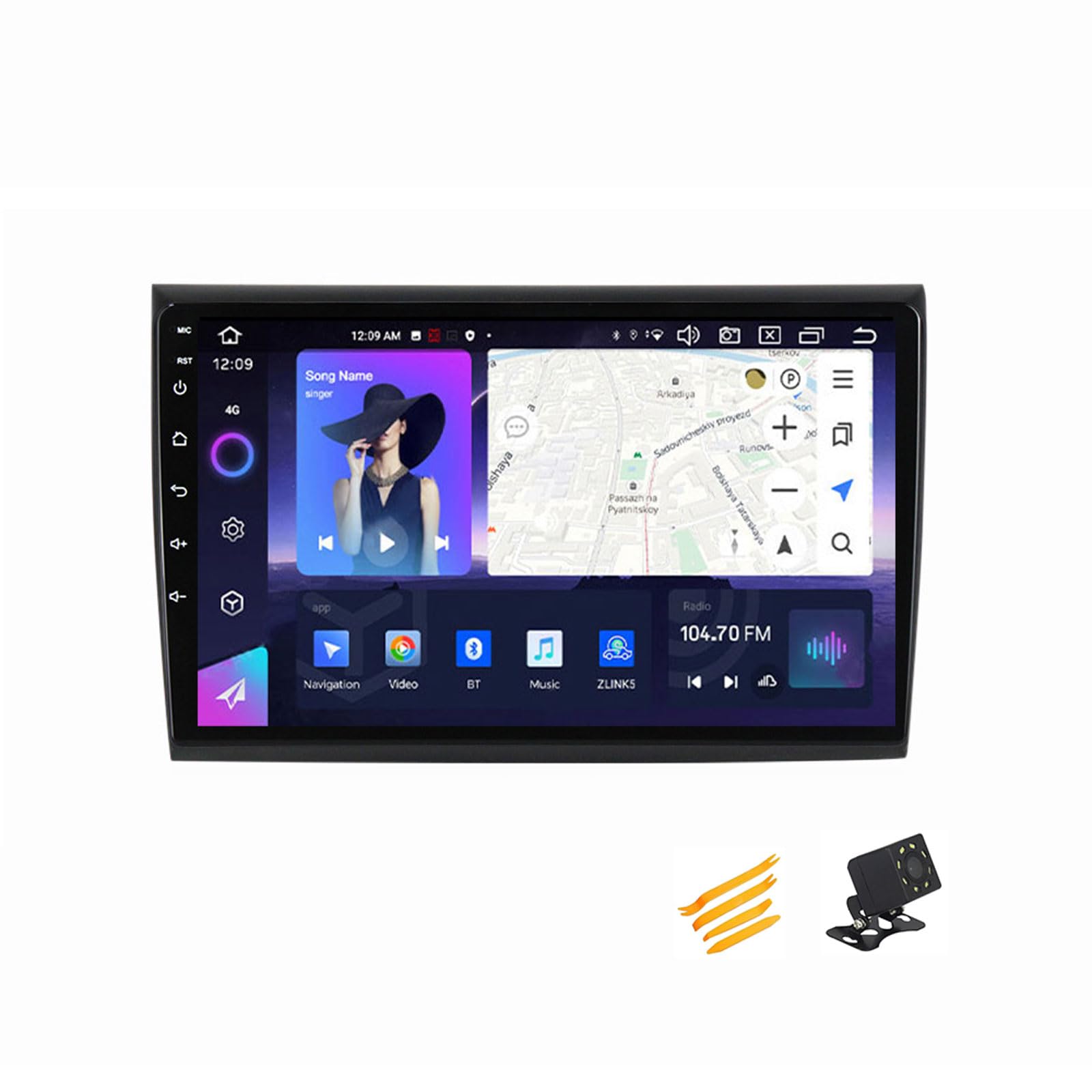 JHYUUKAU Android 13 Autoradio Bluetooth 2 DIN Kompatibel Mit FIAT Bravo 2007~2012 Autoradio Touchscreen 9 Zoll QLED-Display Mit Car Play Android Auto Navigation Radio FM RDS SWC,8 Core NF4 4G+64G von JHYUUKAU