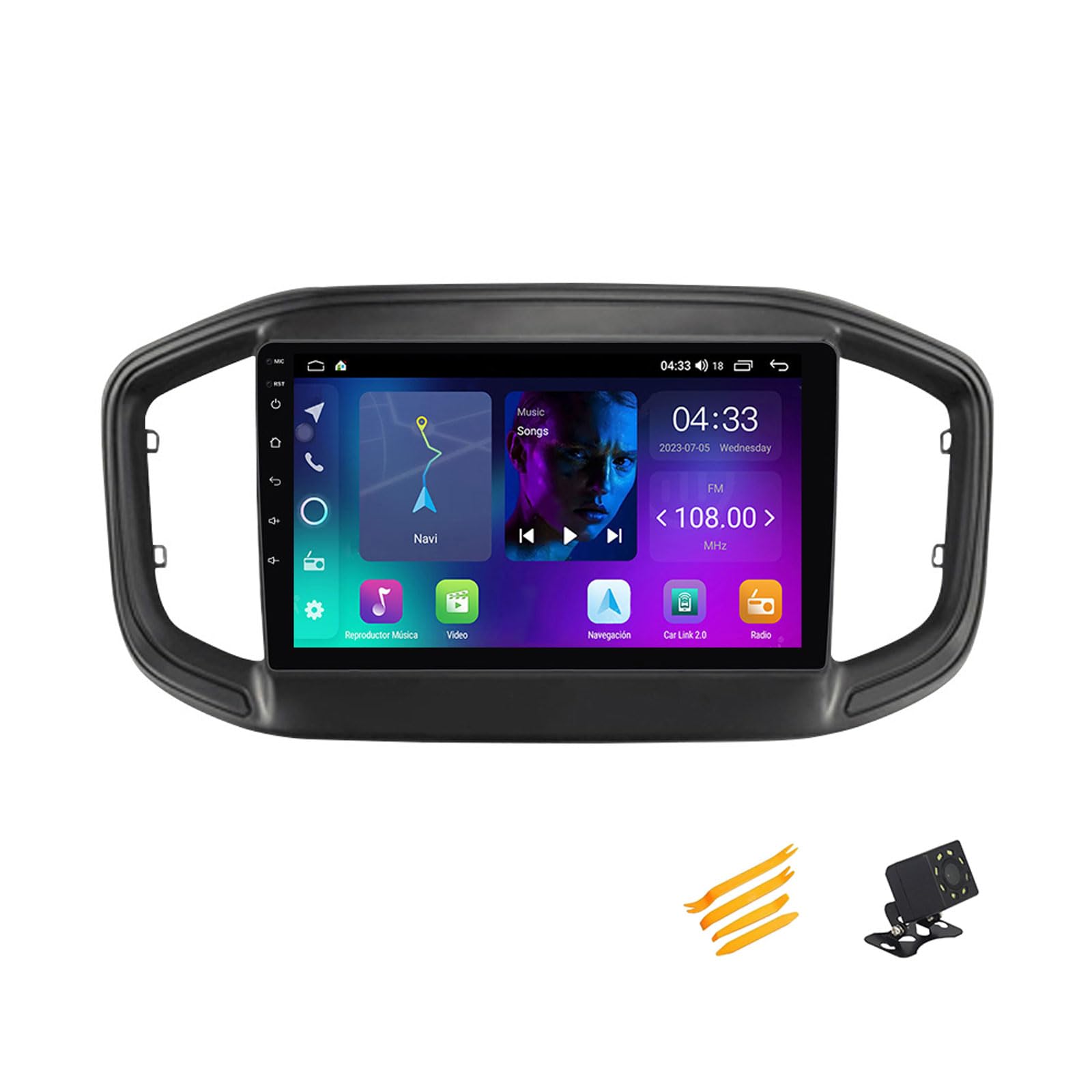 JHYUUKAU Android 13 Autoradio Bluetooth 2 DIN Kompatibel Mit FIAT Strada 2020~2021 Autoradio Touchscreen 9 Zoll QLED-Display Mit Car Play Android Auto Navigation Radio FM RDS SWC,4 Core NF1 1G+32G von JHYUUKAU