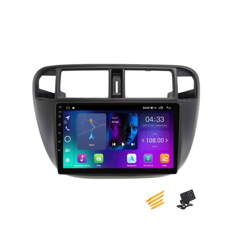 JHYUUKAU Android 13 Autoradio Bluetooth 2 DIN Kompatibel Mit Honda Civic 1995~2001 Autoradio Touchscreen 9 Zoll QLED-Display Mit Car Play Android Auto Navigation Radio FM RDS SWC,4 Core NF2 2G+32G von JHYUUKAU