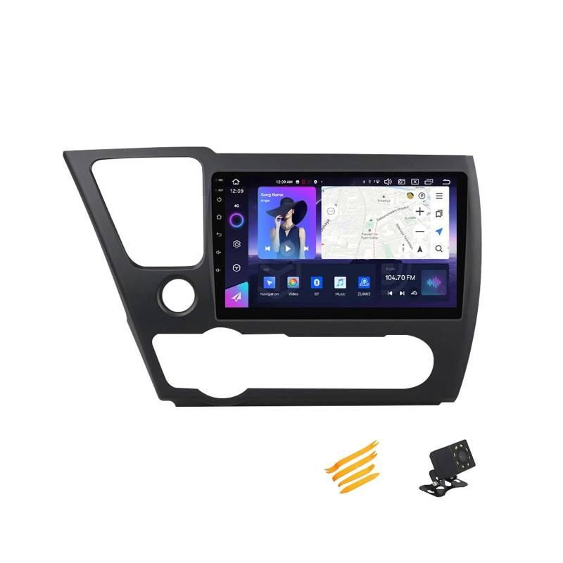 JHYUUKAU Android 13 Autoradio Bluetooth 2 DIN Kompatibel Mit Honda Civic 2013~2016 Autoradio Touchscreen 9 Zoll QLED-Display Mit Car Play Android Auto Navigation Radio FM RDS SWC,8 Core NF3 2G+32G von JHYUUKAU