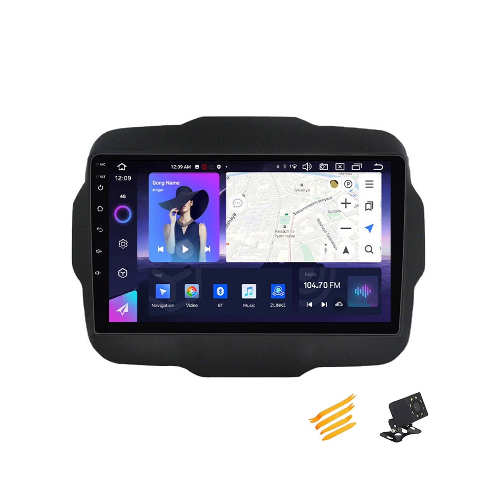 JHYUUKAU Android 13 Autoradio Bluetooth 2 DIN Kompatibel Mit Jeep Renegade 2014~2018 Autoradio Touchscreen 9 Zoll QLED-Display Mit Car Play Android Auto Navigation Radio FM RDS SWC,8 Core NF4 4G+64G von JHYUUKAU