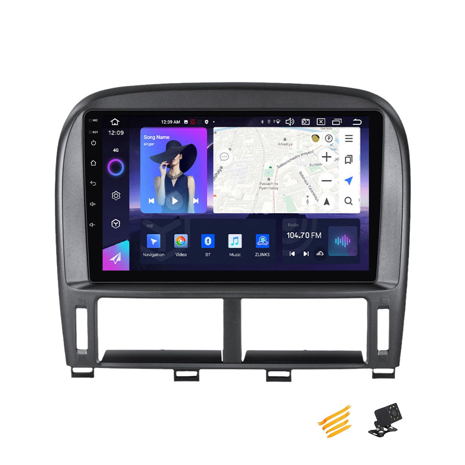 JHYUUKAU Android 13 Autoradio Bluetooth 2 DIN Kompatibel Mit Lexus LS430 2000~2006 Autoradio Touchscreen 9 Zoll QLED-Display Mit Car Play Android Auto Navigation Radio FM RDS SWC,8 Core NF4 4G+64G von JHYUUKAU