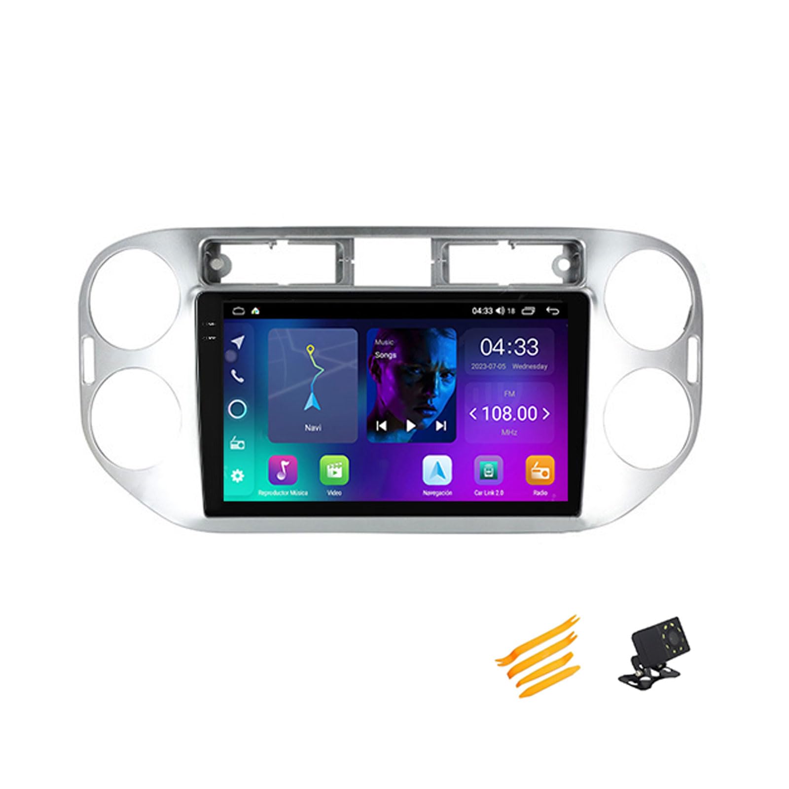 JHYUUKAU Android 13 Autoradio Bluetooth 2 DIN Kompatibel Mit VW Tiguan 2006~2016 Autoradio Touchscreen 9 Zoll QLED-Display Mit Car Play Android Auto Navigation Radio FM RDS SWC,4 Core NF1 1G+32G von JHYUUKAU