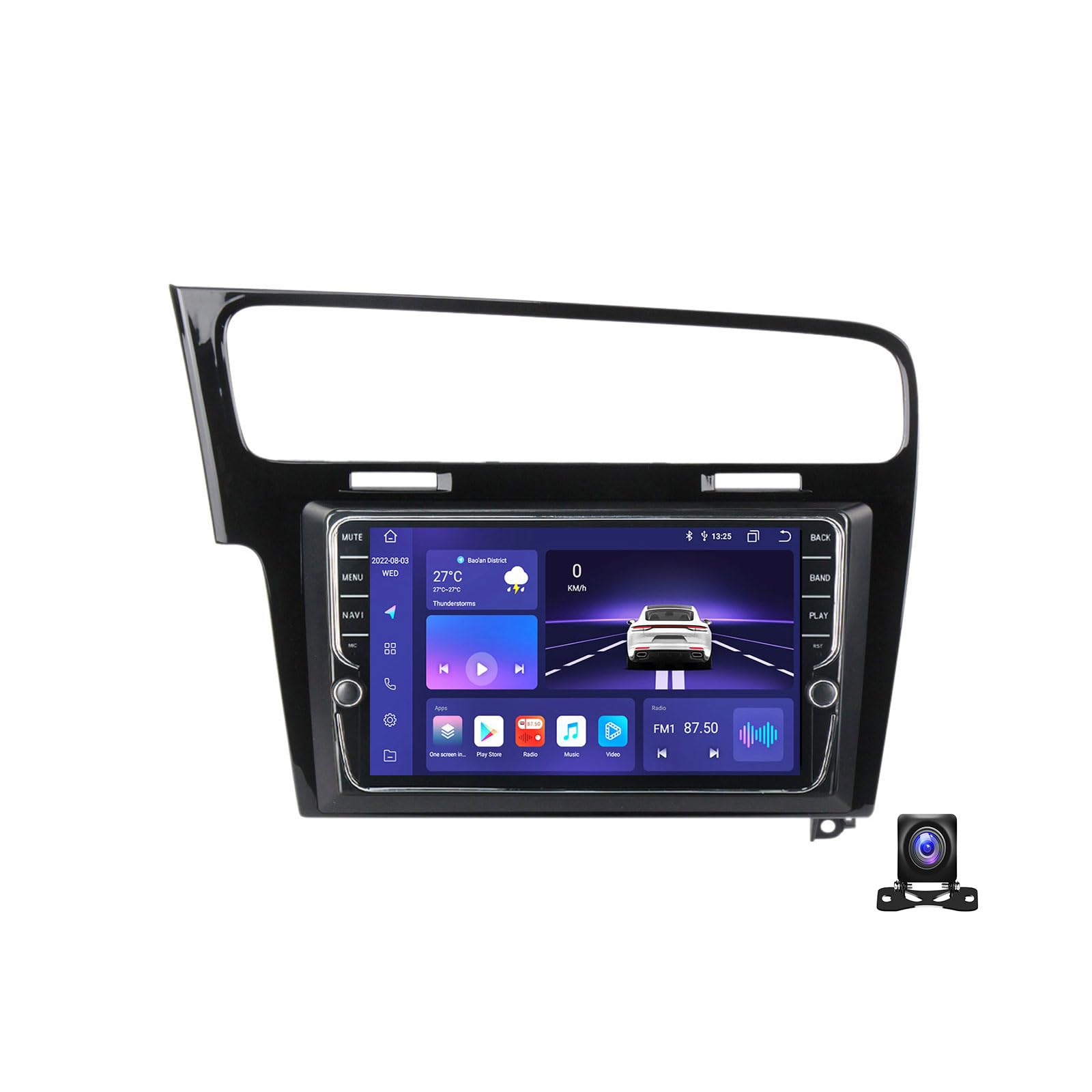 JHYUUKAU Doppel DIN Radio Mit Navi, 9 Zoll Touchscreen, 2 Din Autoradio MP5 Player Kompatibel mit VW Golf 7 2013~2017 Unterstützt BT, Radio FM/RDS, DSP, Carplay/Auto, Lenkradsteuerung,K300S von JHYUUKAU