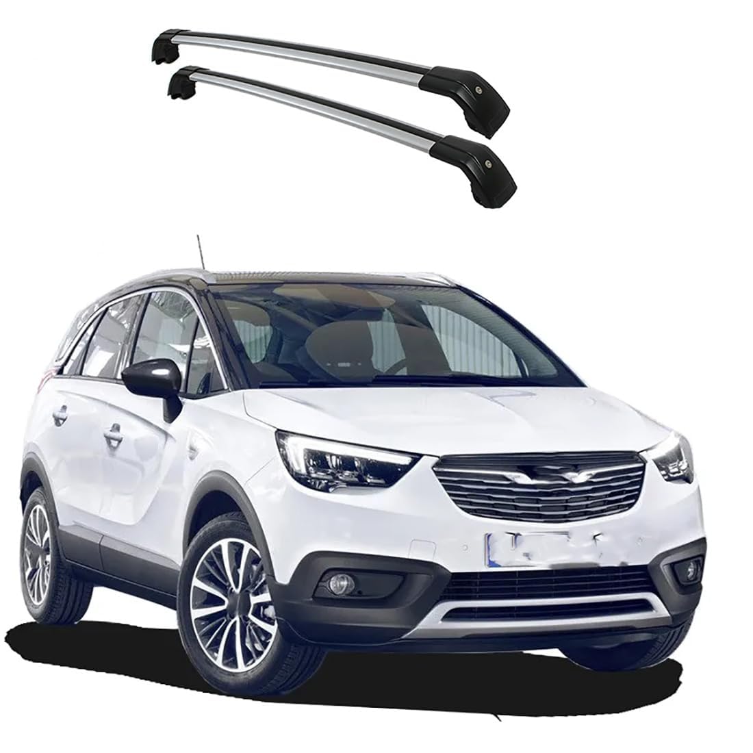 2 Stück Querträger für Autodachgepäckträger für Opel Crossland X 5door SUV 2017, Autodachträger Relingträger Dachgepäckablage Auto Zubehör,C-Silverblack von JIABAOCA