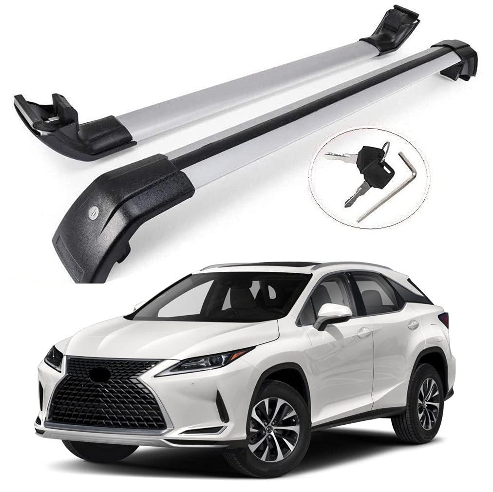 Auto Dachträger für Lexus RX RX350 RX450H RX350L RX450HL 2016-2022 Aluminium Querträgern İn 2 Pcs, Aluminium Abschließbare Dachträger für Autos mit Bündigen Dachschienen Zubehör von JIABAOCA