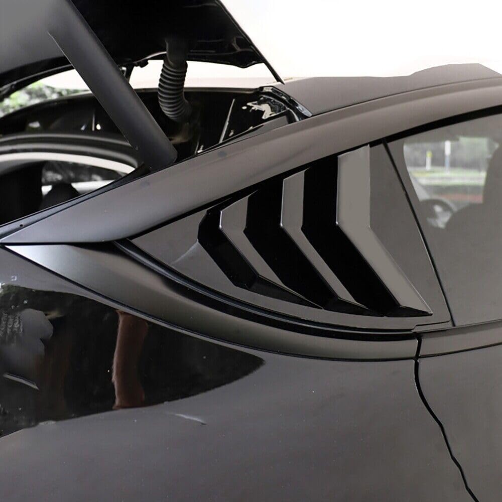 Auto Heckfenster Fenster Lamellen Abdeckung für Tesla Model Y 2020-2023, Auto Dreiecksfenster Sonnenblende Auto Seitenfenster Lüftungsschutz Blenden ZubehöR,/A/Glossy Black von JIABAOCA