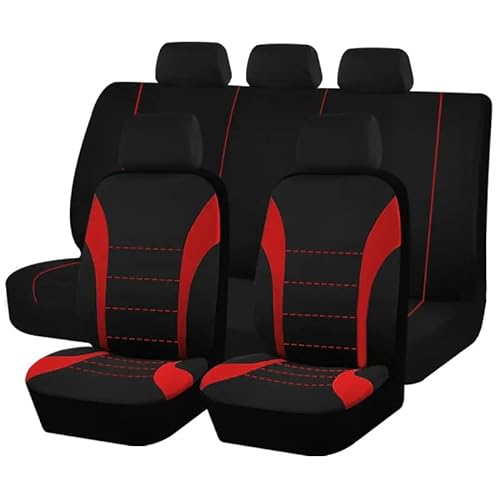 JIABAOCA Auto Sitzbezug Set Universal für Land Rover Discovery Sport 2015-2020 2021, Auto Sitzauflagen Set Schonbezug Autositz rutschfest, Atmungsaktiv und Schweißabsorbierend Auto-Zubehör,B/Red von JIABAOCA