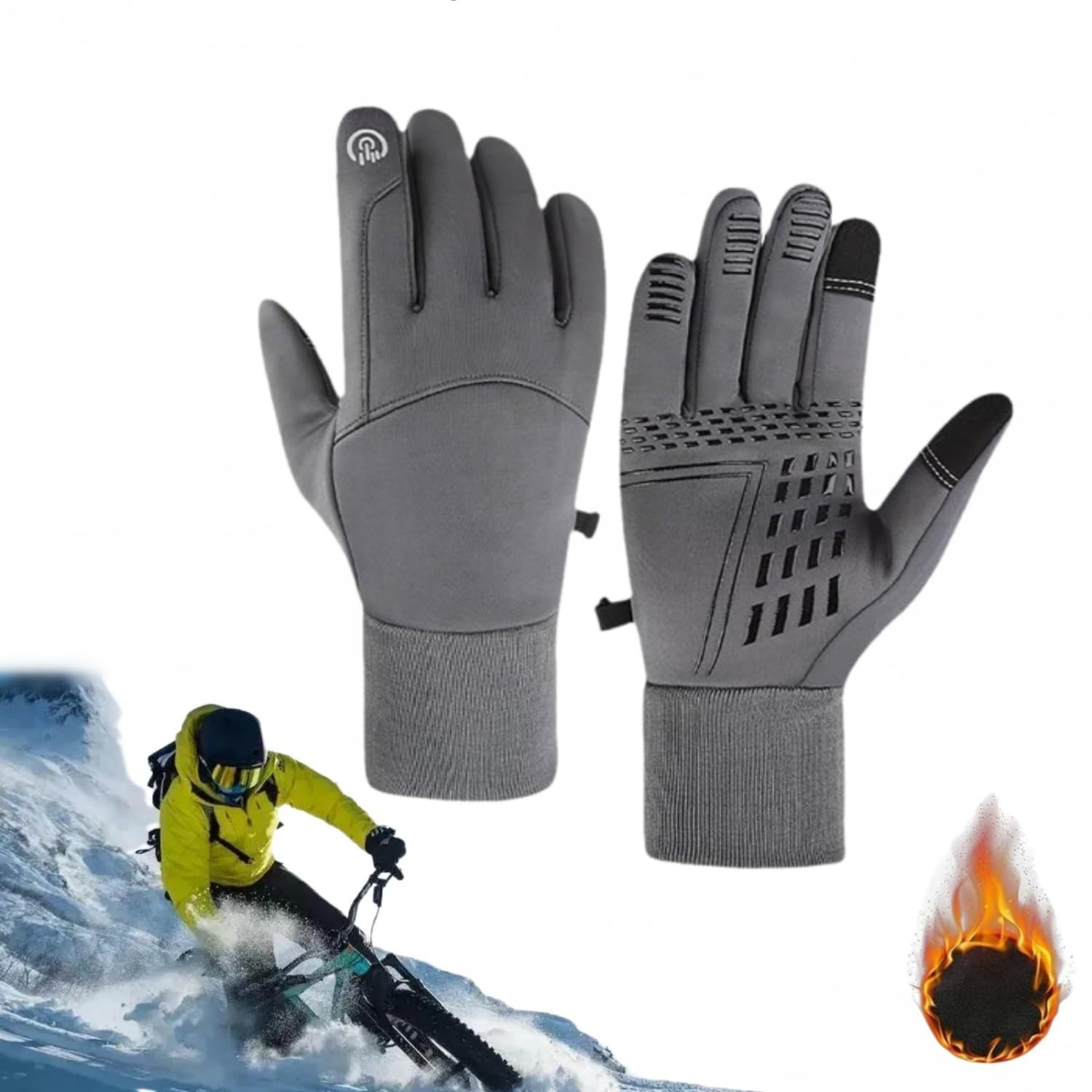 JIABAOZ Motorradhandschuhe Herren Winter, Dodorado Handschuhe, Dodorado Thermo Touchscreen-Handschuhe, Motorradhandschuhe Herren Winter Heizung, Handschuhe Winter Touchscreen (Grau,XL) von JIABAOZ