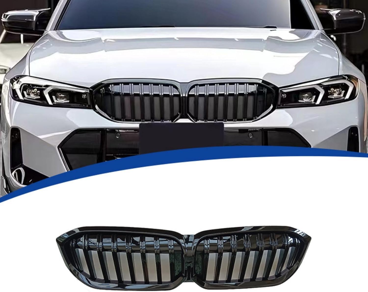 Front- und Kühlergrill Für BMW 3 Series G20 LCI 2023 2024, Front Bumper Radiator Grille Stoßstange Kühlergrill Grill BelüFtungsdeckel Verkleidung von JIAGHUI