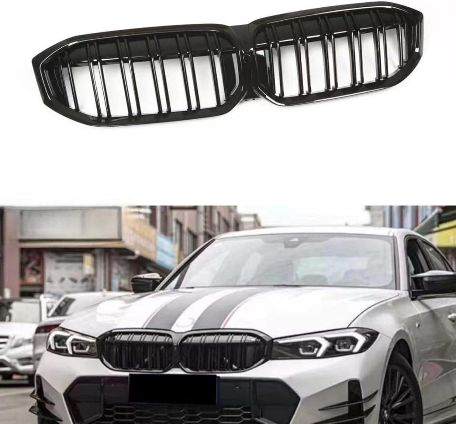 Front- und Kühlergrill Für BMW 3 Series G20 LCI 2023 2024, Front Bumper Radiator Grille Stoßstange Kühlergrill Grill BelüFtungsdeckel Verkleidung von JIAGHUI