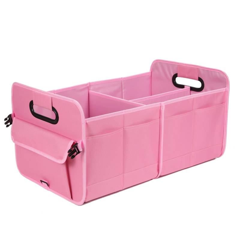 Auto Kofferraum Organizer Box Kofferraumtasche Faltbar für Jeep Avenger | ab 2022, Verstellbare Sicherungsriemen Autobox Kofferraum,Pink von JIAHUIFA