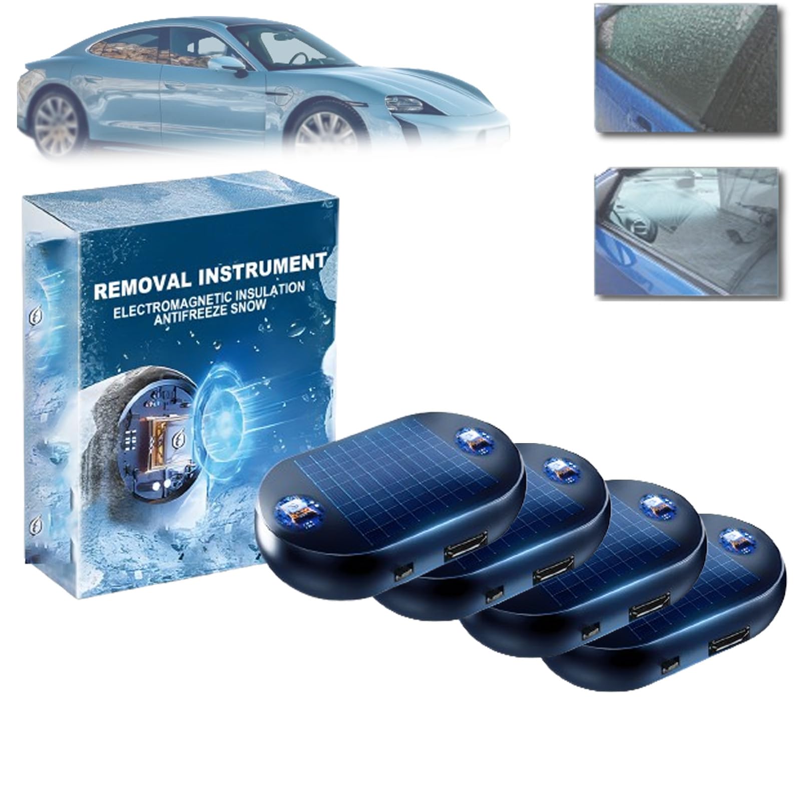 Frostschutz Schnee Entferner, Anti-Freeze Electromagnetic Car Snow Removal Device, Solar-Elektromagnetische molekulare Störung Frost- und Schnee-Entferner, Auto-Entfroster (4Pcs) von JIALING