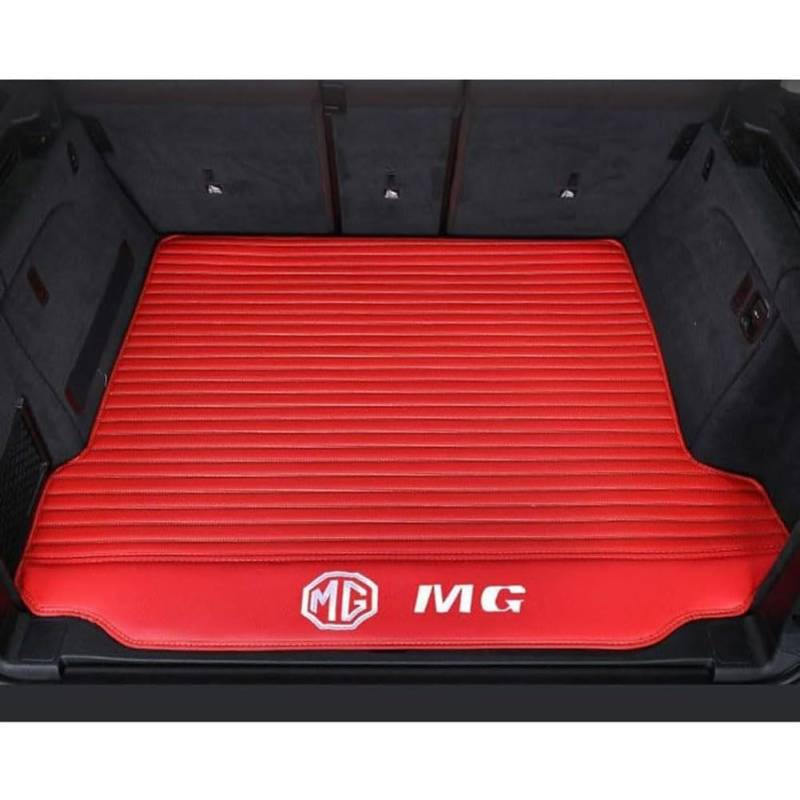 Auto Leder Kofferraummatte für MG 5 MG5 Hatchback 2011-2018, Kofferraumwanne Kratzfest Kofferraum Cargo Schutzmatte Teppich Teppiche Kofferraumschutz,D/Red von JIANQIAOFEI