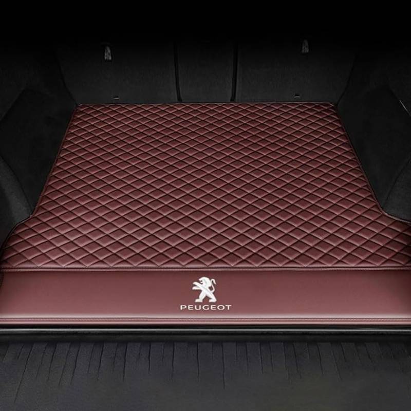 Auto Leder Kofferraummatte für Peugeot 3008 I 2013-2016, Kofferraumwanne Kratzfest Kofferraum Cargo Schutzmatte Teppich Teppiche Kofferraumschutz,B/Coffee von JIANQIAOFEI