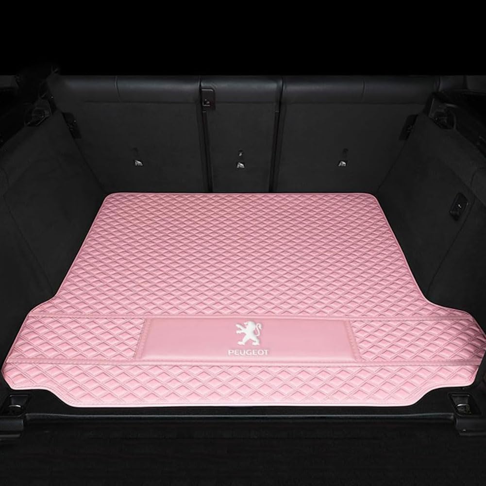 Auto Leder Kofferraummatte für Peugeot 4008 2012-2017, Kofferraumwanne Kratzfest Kofferraum Cargo Schutzmatte Teppich Teppiche Kofferraumschutz,H/Pink von JIANQIAOFEI