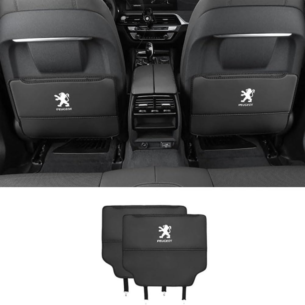 Auto Rücksitz Anti Kick Pad für Peugeot Traveller 2016-2024, 2 Stück Pu Leder Rückenlehne Anti-Kick Pads Autositz Rückenlehnenschutz Mit Taschen,S-A/Black von JIANQIAOFEI