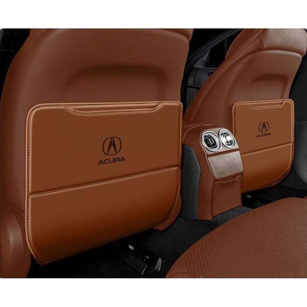 JIANQIAOFEI Auto Rücksitz Anti Kick Pad für Acura ZDX 2009-2013, 2 Stück Pu Leder Rückenlehne Anti-Kick Pads Autositz Rückenlehnenschutz Mit Taschen,B/Brown von JIANQIAOFEI