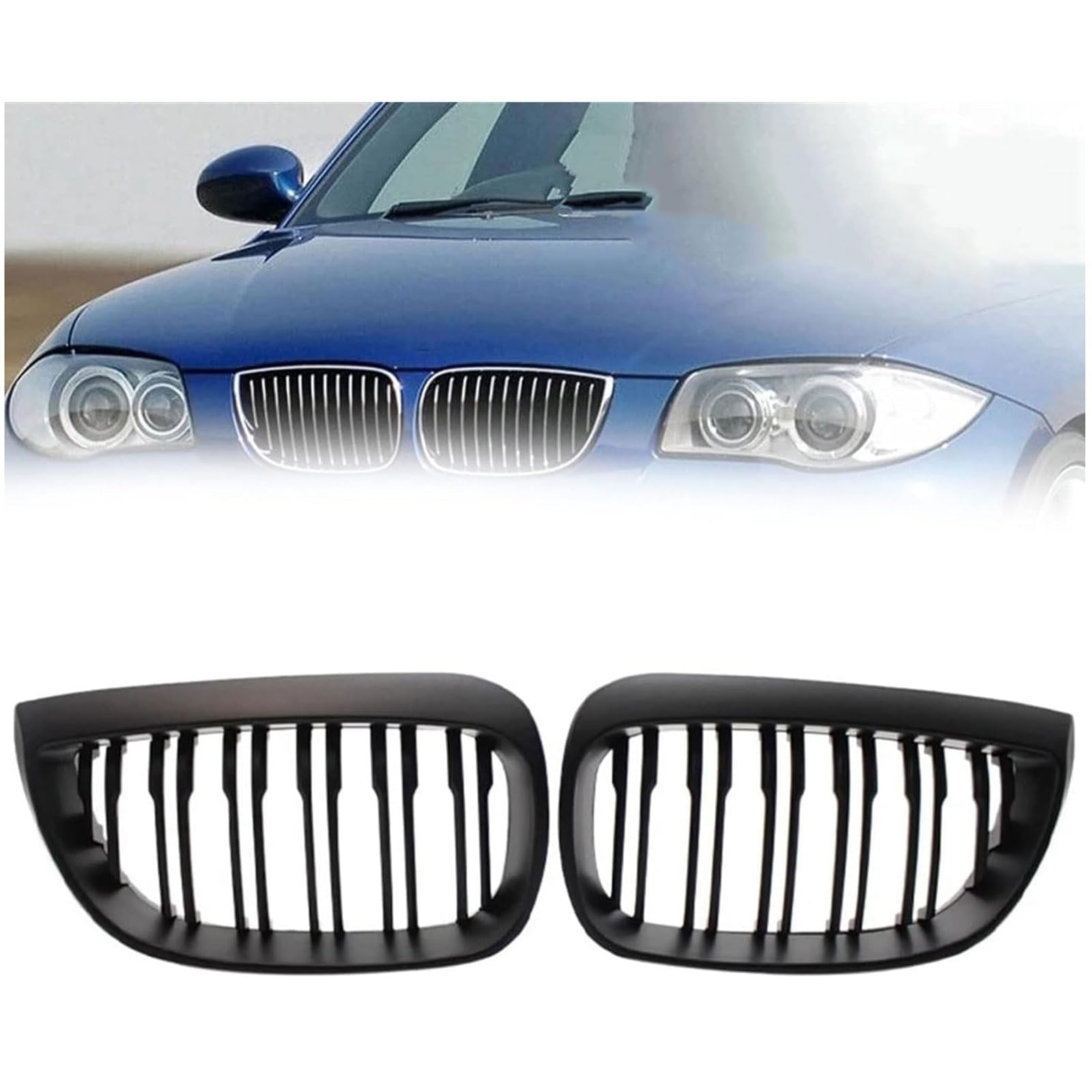 Kühlergrill Außentuning-Zubehörteile für BMW 1 Series E81 E87 E88 2004 2005 2006 2007 2008 2009 2010 2011, Auto Frontgrill Vorderen Stoßfänger Grill Auto Grill Ersatz Zubehör von JIANXKILB