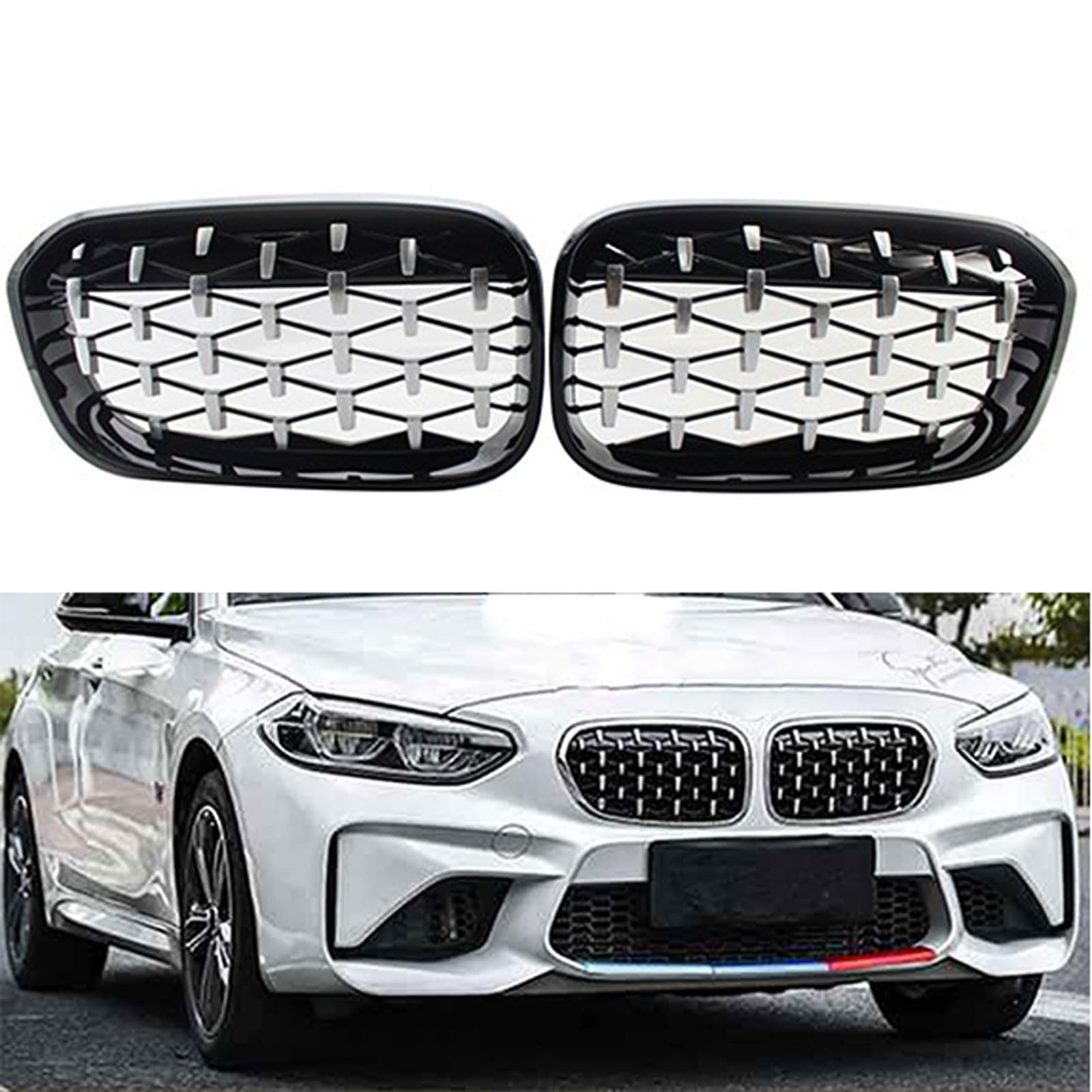 Kühlergrill Außentuning-Zubehörteile für BMW 1 Series F20 F21 2015 2016 2017 2018 2019, Auto Frontgrill Vorderen Stoßfänger Grill Auto Grill Ersatz Zubehör von JIANXKILB