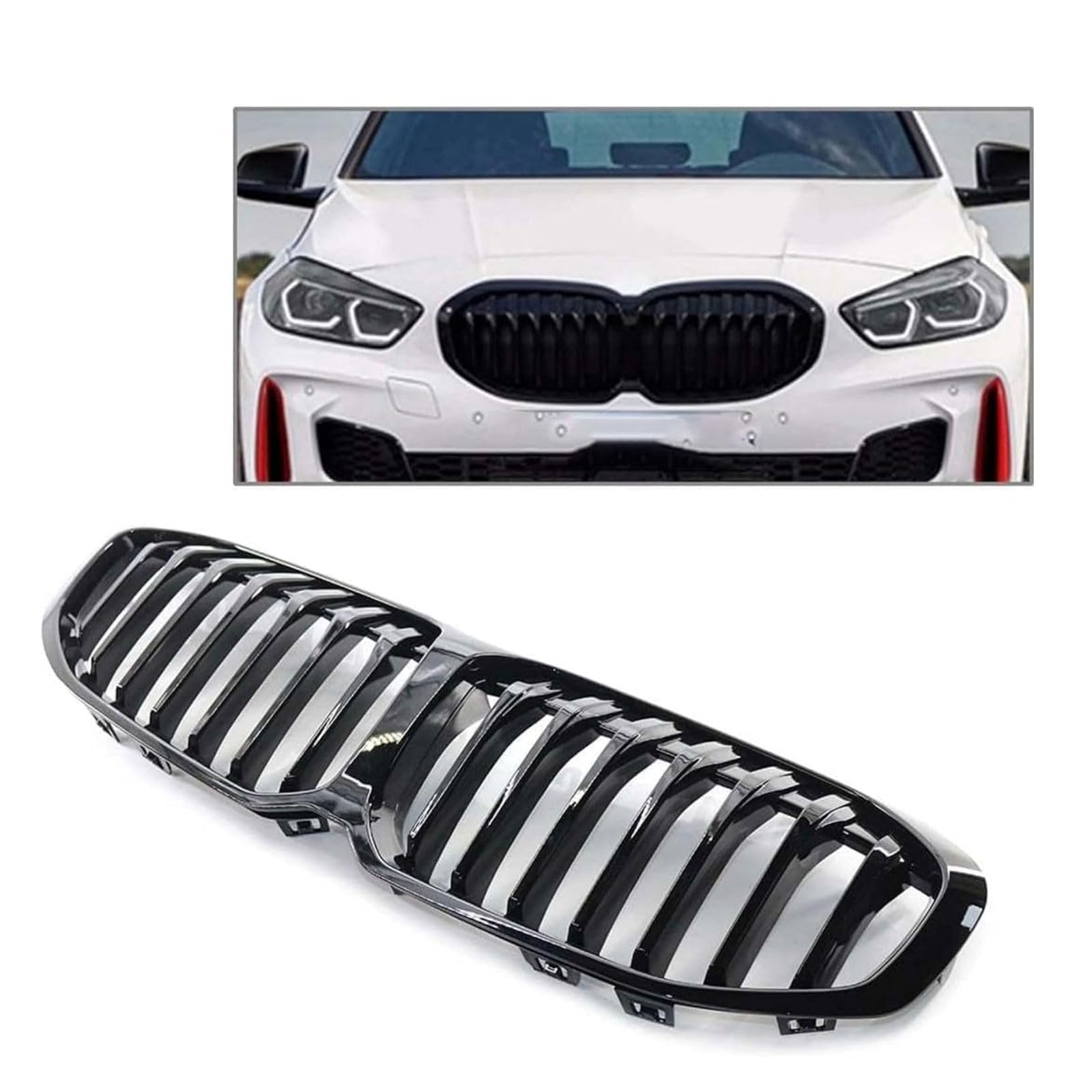 Kühlergrill Außentuning-Zubehörteile für BMW 1 Series F40 2019 2020 2021 2022 2023, Auto Frontgrill Vorderen Stoßfänger Grill Auto Grill Ersatz Zubehör von JIANXKILB