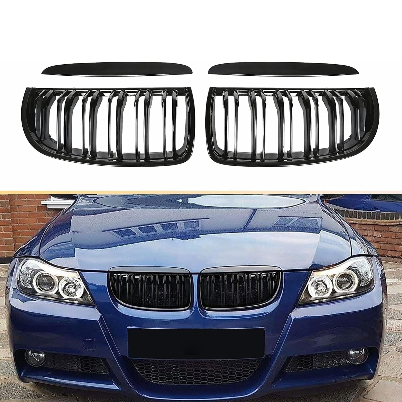 Kühlergrill Außentuning-Zubehörteile für BMW 3 Series E90 2005 2006 2007 2008, Auto Frontgrill Vorderen Stoßfänger Grill Auto Grill Ersatz Zubehör von JIANXKILB