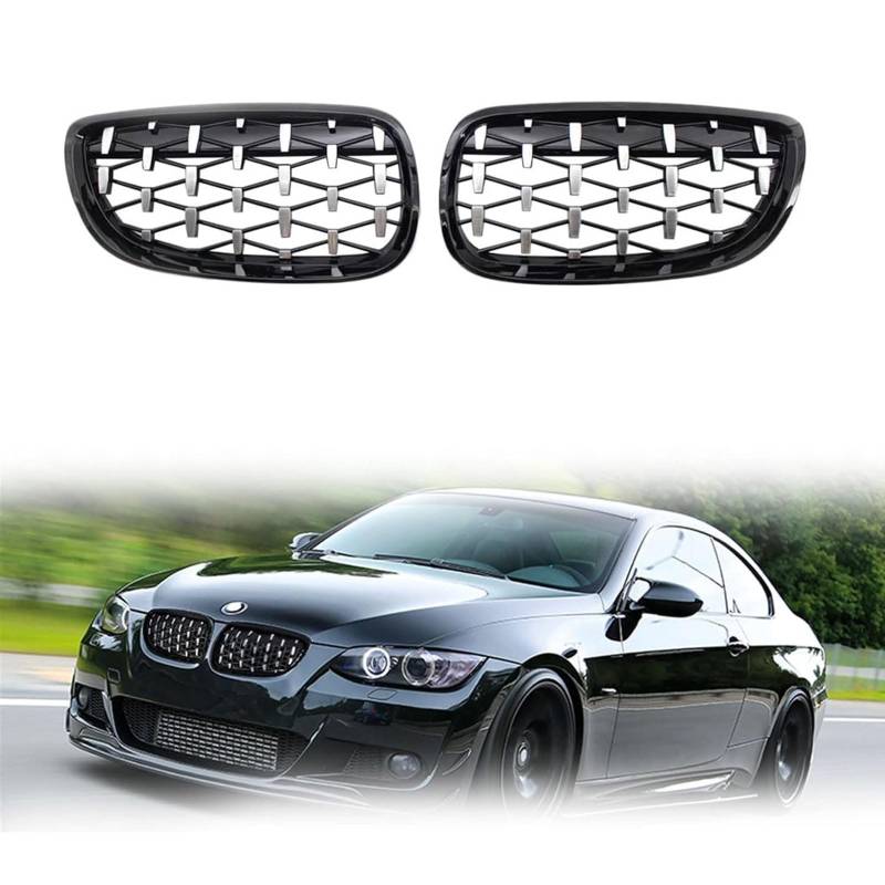 Kühlergrill Außentuning-Zubehörteile für BMW 3 Series E92 E93 Coupe 2006 2007 2008 2009 2010, Auto Frontgrill Vorderen Stoßfänger Grill Auto Grill Ersatz Zubehör,Black-Silver von JIANXKILB