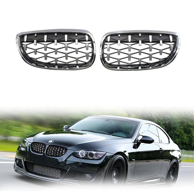 Kühlergrill Außentuning-Zubehörteile für BMW 3 Series E92 E93 Coupe 2006 2007 2008 2009 2010, Auto Frontgrill Vorderen Stoßfänger Grill Auto Grill Ersatz Zubehör,Silver von JIANXKILB