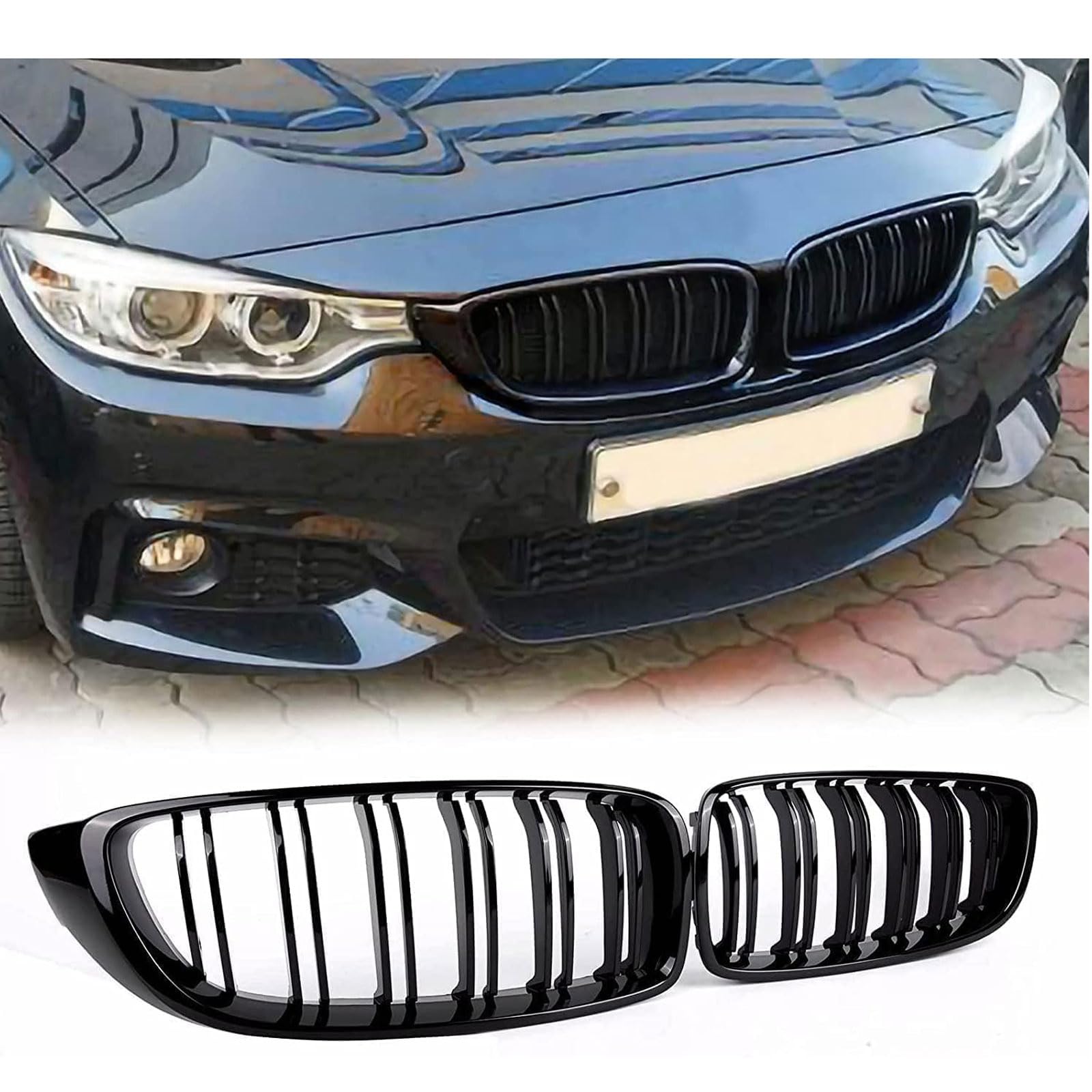 Kühlergrill Außentuning-Zubehörteile für BMW 4 Series F32 F33 F36 M4 2014 2015 2016 2017 2018 2019 2020, Auto Frontgrill Vorderen Stoßfänger Grill Auto Grill Ersatz Zubehör von JIANXKILB