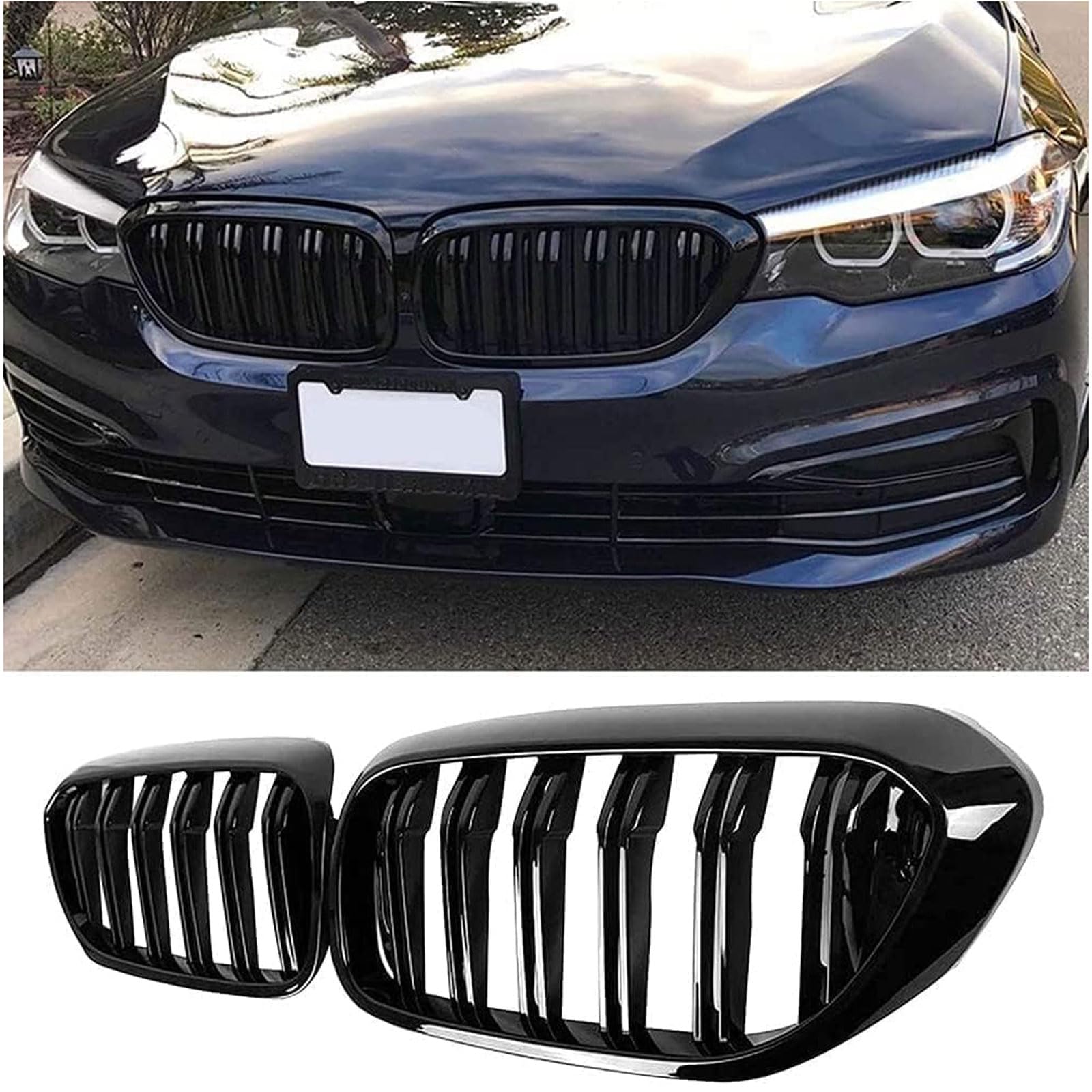 Kühlergrill Außentuning-Zubehörteile für BMW 5 Series 2017 2018 2019 2020, Auto Frontgrill Vorderen Stoßfänger Grill Auto Grill Ersatz Zubehör von JIANXKILB