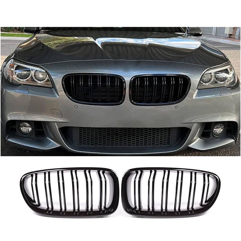 Kühlergrill Außentuning-Zubehörteile für BMW 5 Series F10 F11 F18 M5 2010 2011 2012 2013 2014 2015 2016 2017, Auto Frontgrill Vorderen Stoßfänger Grill Auto Grill Ersatz Zubehör,Black von JIANXKILB