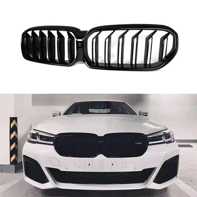 Kühlergrill Außentuning-Zubehörteile für BMW 5 Series G30 G38 2020 2021 2022, Auto Frontgrill Vorderen Stoßfänger Grill Auto Grill Ersatz Zubehör von JIANXKILB