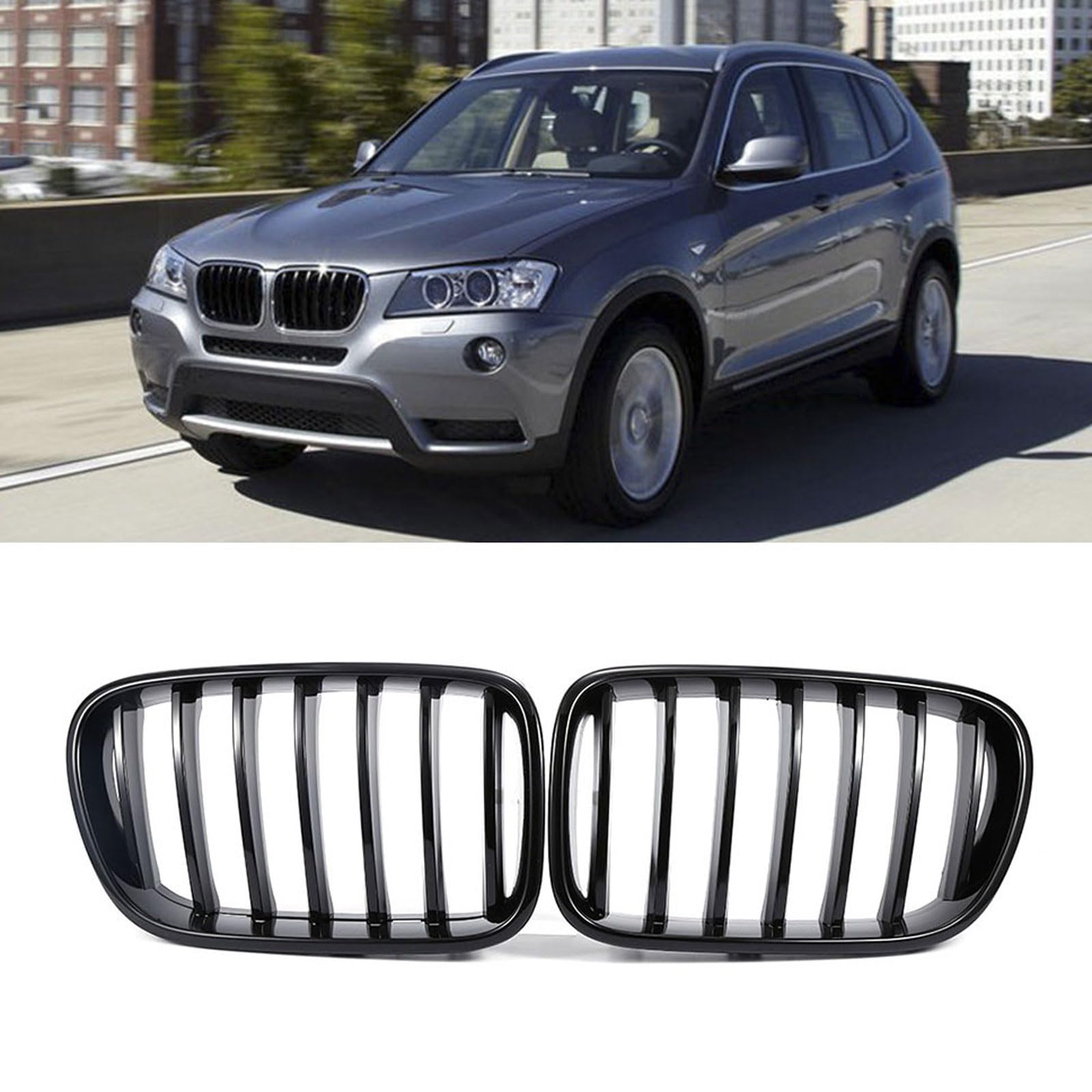 Kühlergrill Außentuning-Zubehörteile für BMW X3 F25 2011 2012 2013, Auto Frontgrill Vorderen Stoßfänger Grill Auto Grill Ersatz Zubehör von JIANXKILB