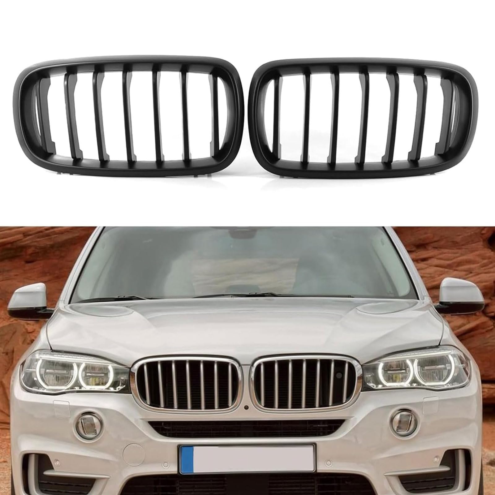 Kühlergrill Außentuning-Zubehörteile für BMW X5 F15 2014 2015 2016 2017, Auto Frontgrill Vorderen Stoßfänger Grill Auto Grill Ersatz Zubehör von JIANXKILB