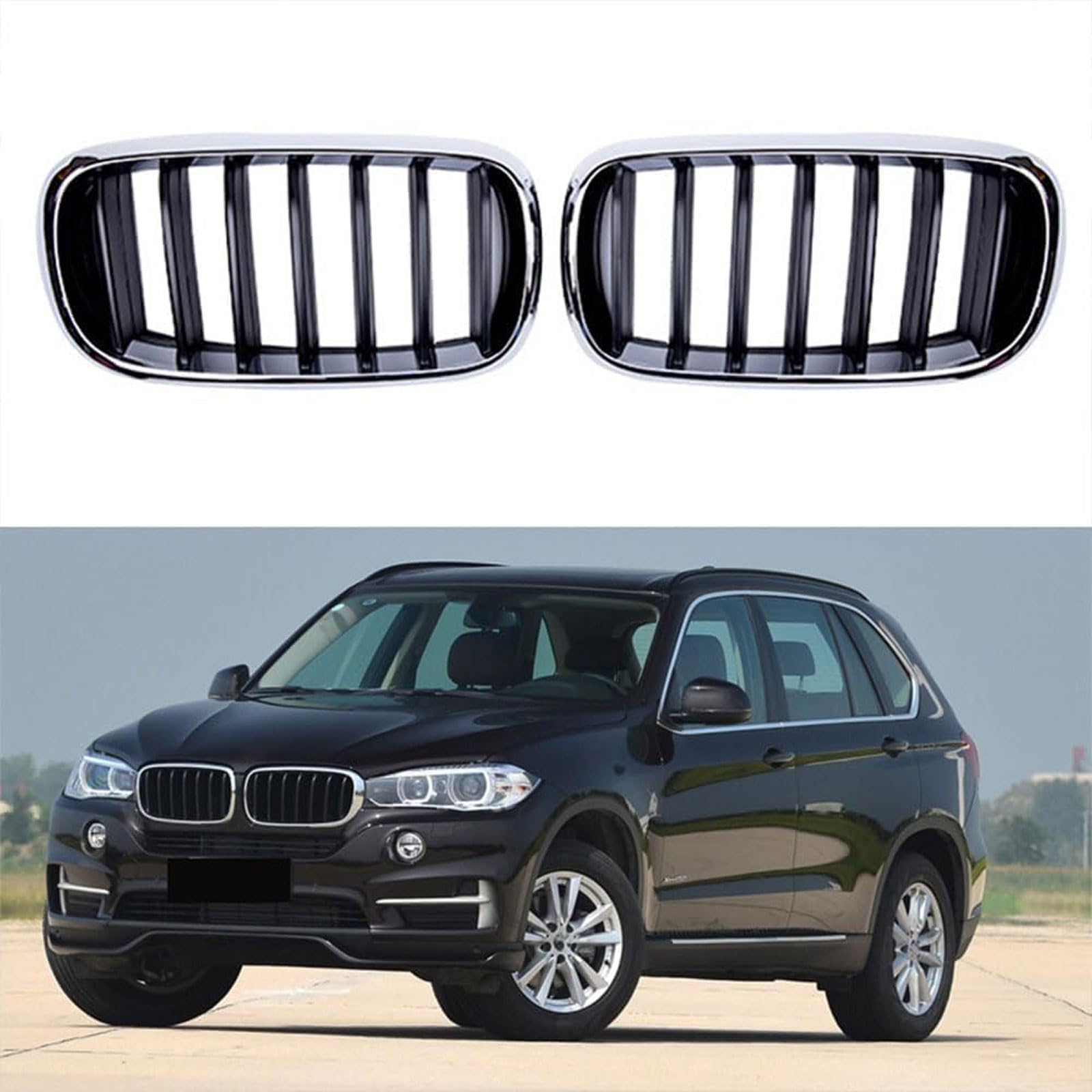 Kühlergrill Außentuning-Zubehörteile für BMW X5 X6 F15 F16 2014 2015 2016 2017, Auto Frontgrill Vorderen Stoßfänger Grill Auto Grill Ersatz Zubehör von JIANXKILB