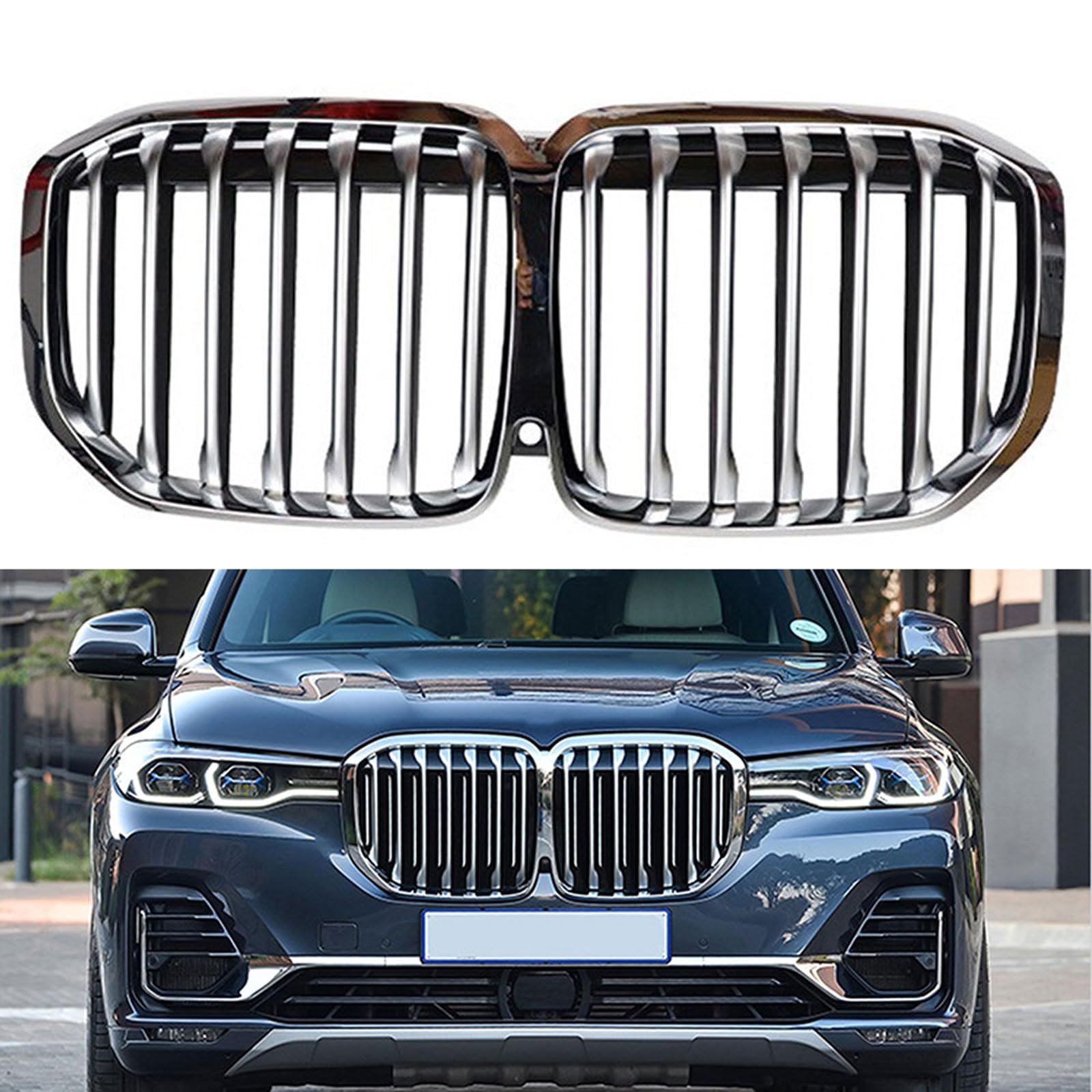 Kühlergrill Außentuning-Zubehörteile für BMW X7 G07 2019 2020 2021 2022 2023, Auto Frontgrill Vorderen Stoßfänger Grill Auto Grill Ersatz Zubehör von JIANXKILB