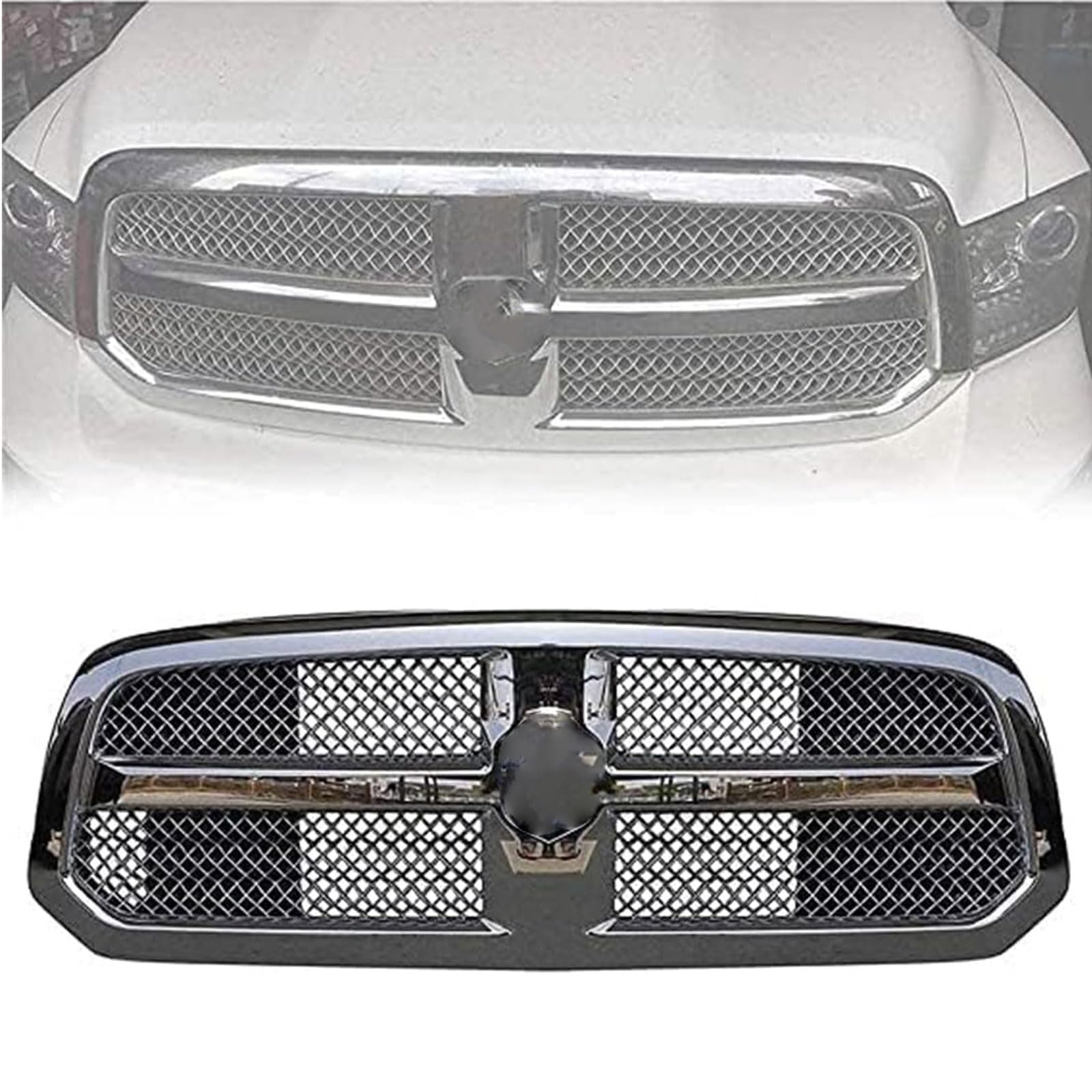 Kühlergrill Außentuning-Zubehörteile für Dodge RAM 1500 2013 2014 2015 2016 2017 2018, Auto Frontgrill Vorderen Stoßfänger Grill Auto Grill Ersatz Zubehör von JIANXKILB