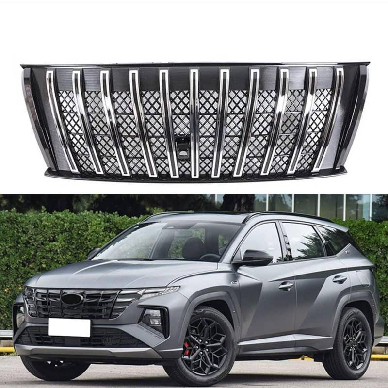 Kühlergrill Außentuning-Zubehörteile für Hyundai Tucson 2021 2022 2023, Auto Frontgrill Vorderen Stoßfänger Grill Auto Grill Ersatz Zubehör von JIANXKILB