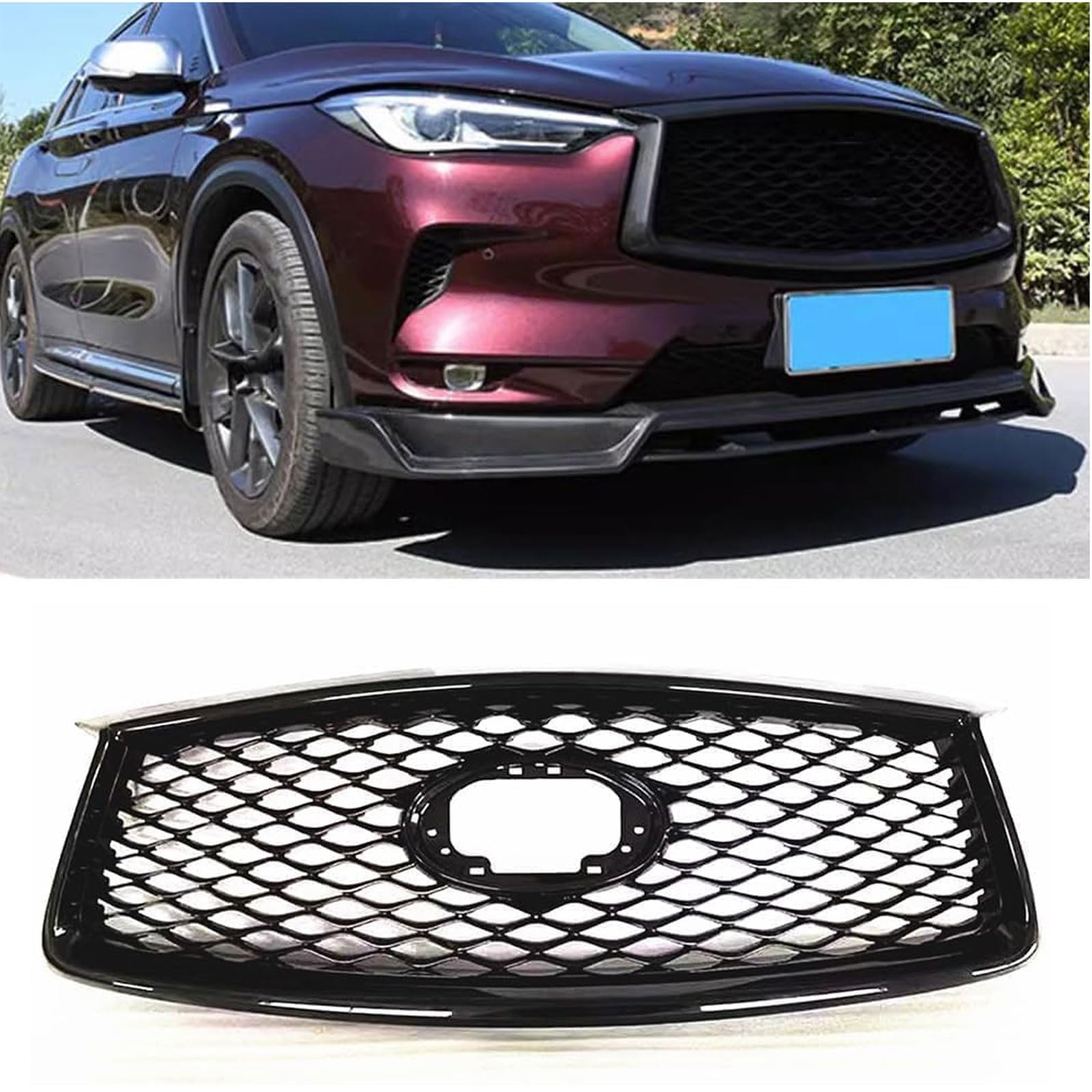 Kühlergrill Außentuning-Zubehörteile für Infiniti QX50 2019 2020 2021 2022 2023, Auto Frontgrill Vorderen Stoßfänger Grill Auto Grill Ersatz Zubehör von JIANXKILB