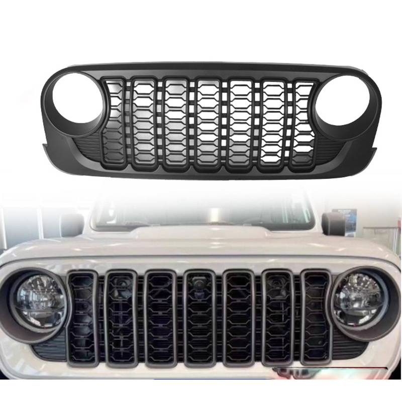 Kühlergrill Außentuning-Zubehörteile für Jeep Wrangler JK 2007 2008-2012 2013 2014 2015 2016 2017, Auto Frontgrill Vorderen Stoßfänger Grill Auto Grill Ersatz Zubehör von JIANXKILB