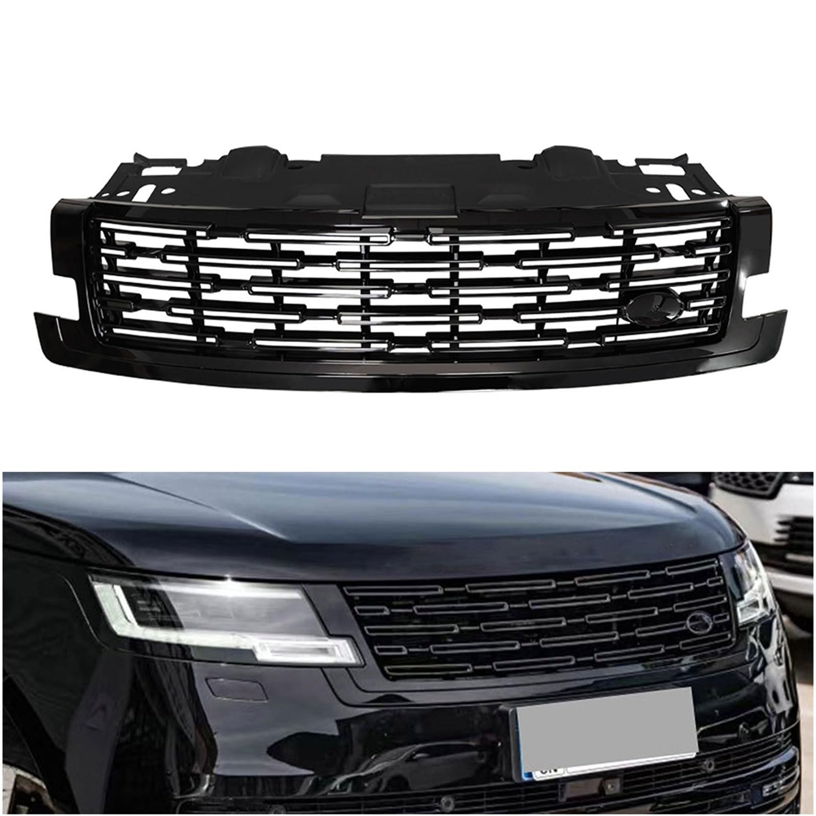 Kühlergrill Außentuning-Zubehörteile für Land Rover Range Rover Vogue L405 2023 2024+, Auto Frontgrill Vorderen Stoßfänger Grill Auto Grill Ersatz Zubehör,Black von JIANXKILB