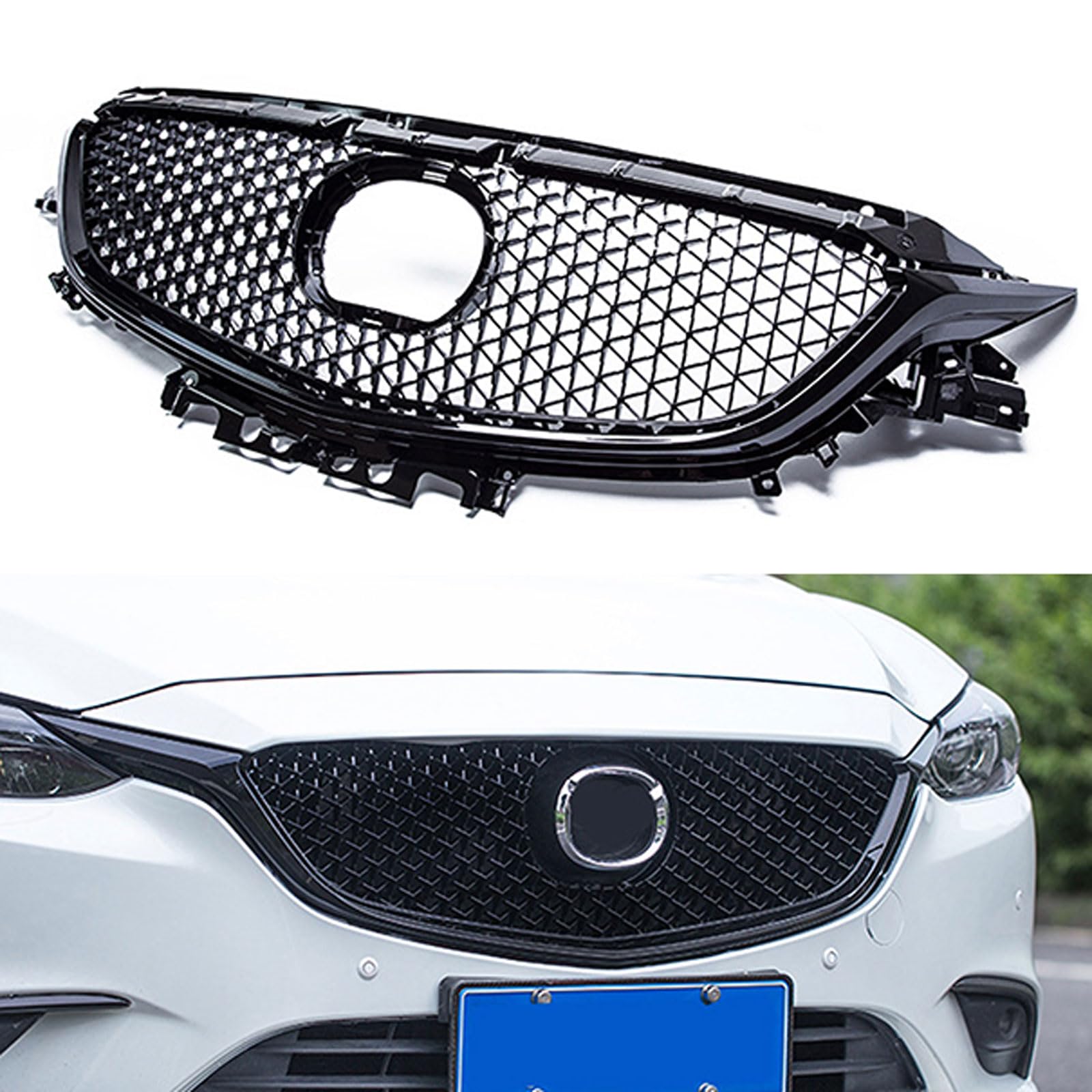 Kühlergrill Außentuning-Zubehörteile für Mazda 6 2017 2018, Auto Frontgrill Vorderen Stoßfänger Grill Auto Grill Ersatz Zubehör von JIANXKILB